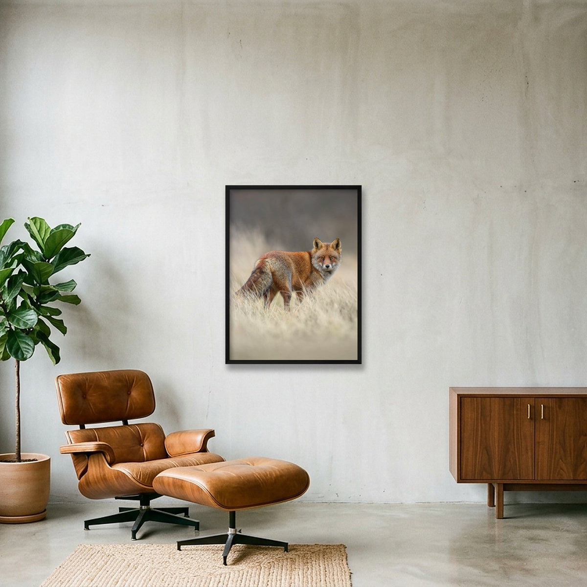 Red fox portrait — 60×80cm, 24×31" Black Frame