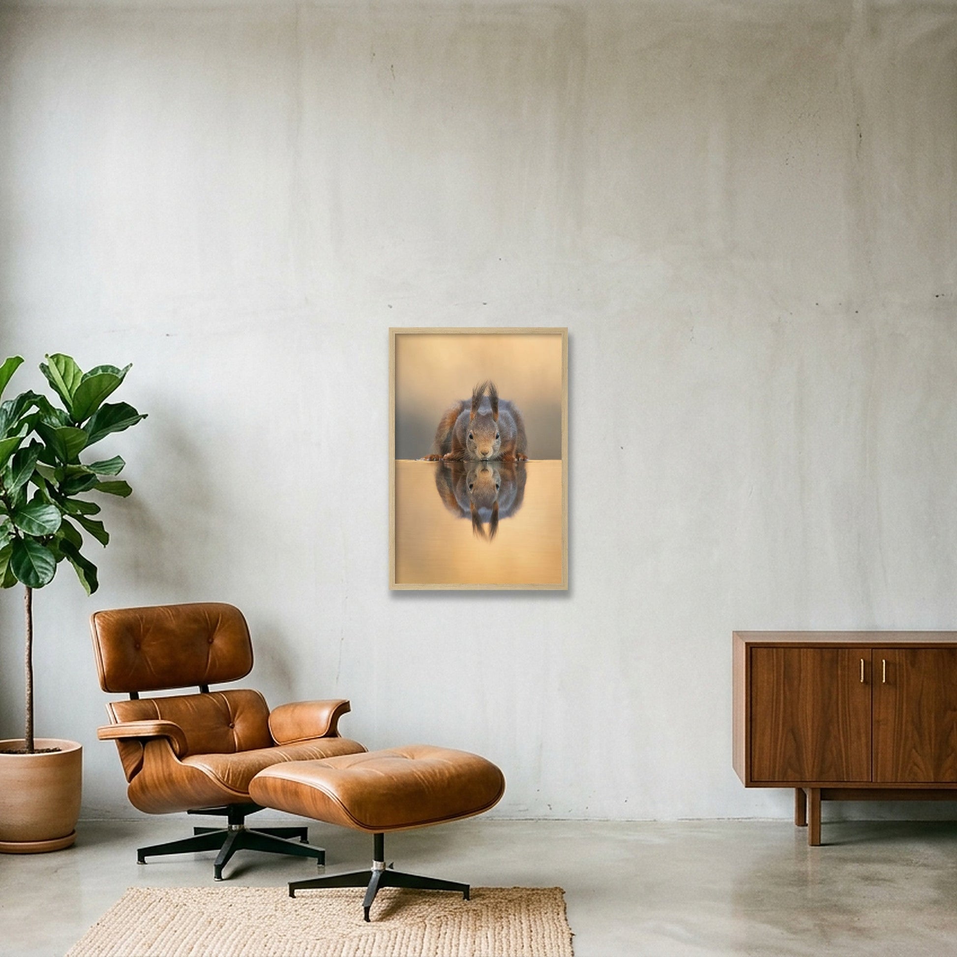 Thirsty Squirrel — 40×60cm, 16×24" Oak Frame