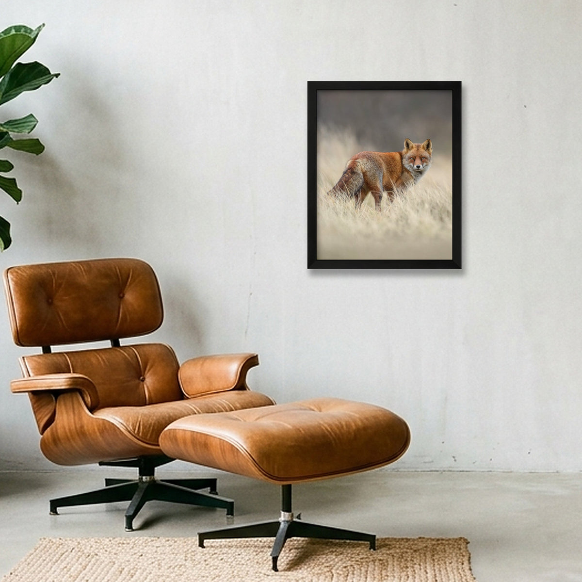 Red fox portrait — 28×35cm, 11×14" Black Frame