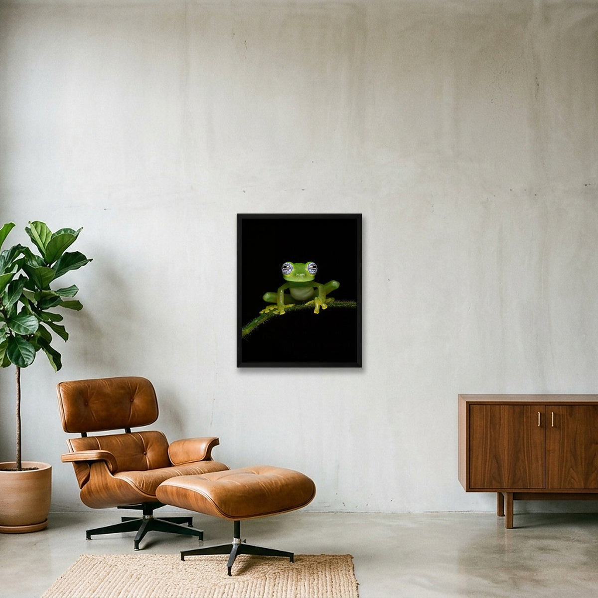 Ghost Glass Frog — 40×50cm, 16×20" Black Frame